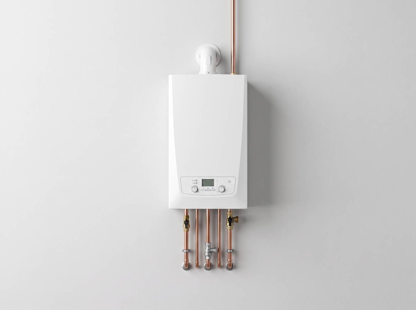 Wall-mounted combi boiler, fully installed