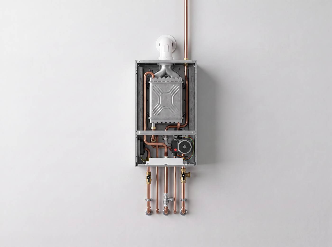 Boiler with front casing removed